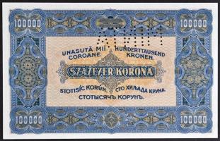 1923. 100.000K "Orell Füssli Zürich", "MINTA" perforcióval, piros "000"...