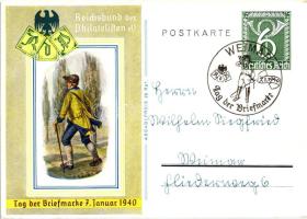 1940 Tag der Briefmarke, Reichsbund der Philatelisten / German stamp day in 1940 So. Stpl Ga. (EK)