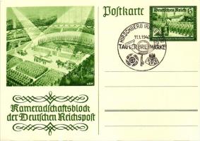 Kameradschaftsblock der Deutschen Reichspost / Companionship block of the German postal, automobile, aeroplane '1942 Tag der Briefmarke' So. Stpl 6+9 Ga.