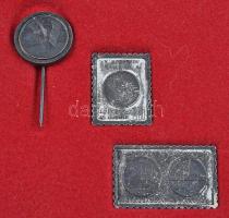 1980. "Szovjet-magyar közös űrrepülés" Ag ÁPV jelvény + 2xklf Ag bélyegérem eredeti dísztokban (8g+3.3g+4.6g/0.835/22mm(tűvel 45mm)+27x22mm/22x37mm) T:2 (PP) patina