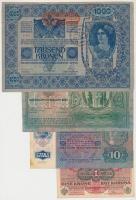 1902-1916. 1K + 10K + 100K + 1000K mind hamis "Citta di Fiume" felülbélyegzéssel, közte "Deutschösterreich" felülbélyegzések is / fake "Citta di Fiume" overprint T:III