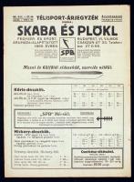 1931-1932 Bp.VI., Skaba és Plökl Fegyver- és Sportáruházának télisport árjegyzéke, belsejében korcsolyák és egyéb áruk ábráival, 8p