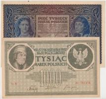 Lengyelország 1919. 1000M + 1920. 5000M T:II-,III Poland 1919. 1000 Marek + 1920. 5000 Marek C:VF,F