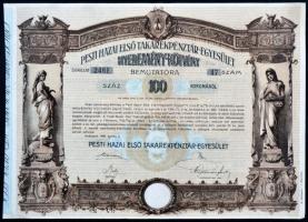Budapest 1906. "Pesti Hazai Első Takarékpénztár-Egyesület" nyeremény-kötvénye 100K-ról, sz...
