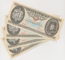 1989. 50Ft (4x) sorszámkövetők, nyomdai papírránccal T:I