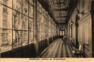 1916 Mexico City, Castillo de Chapultepec, Vestibulo / castle, court, interior