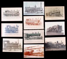 10 db modern fotómásolat régi mozdonyokról készült képekről, 10x16 cm