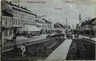 Eperjes, Fekete Sas nagyszálló, Fő utca, Divald / grand hotel, main street