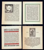 cca 1920-1930 A Kner Nyomda számára készült fametszetekkel díszített  nyomtatott reklámcédulák Kozma Lajos tervezésében, 4 db