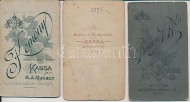 cca 1860-1890 Korabeli, keményhátú családi  fotók, 3db,vegyes minőségben, mind különböző Kassai műte...