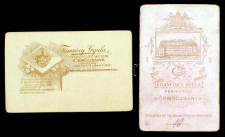 cca 1860-1890 Korabeli, keményhátú családi  fotók, 2 db, Franciscy Gyula műterméből különböző hátold...