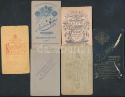 cca 1860-1890 Korabeli, keményhátú családi  fotók (benne judaika), 6db,különböző bécsi műtermekből: ...