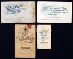 cca 1860-1900 Korabeli, keményhátú családi  fotók, Schmidt Ede (Budapesten) különböző hátoldallal, 4...