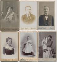 cca 1860-1900 Korabeli, keményhátú családi  fotók, különböző budapesti műtermekből: Szerdahelyi,Palágyi, Magyar, Rozgonyi, Székely Aladár, Elbl,6db, cca10x6cm