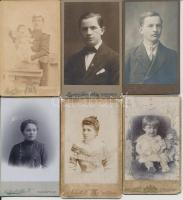 cca 1860-1900 Korabeli, keményhátú családi fotók, különböző budapesti műtermekből:Németh, Siederhoffer, Schmidt, Bunhuber, Beck, Haberfeld, 6db, cca10x6cm