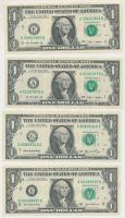 Amerikai Egyesült Államok 2003A 1$ (2x) + 2006. 1$ (2x) + 2009. 1$ (2x) + 2009. 1$ (2x) "Washington" zöld pecséttel, mindegyik kettő sorszámkövető T:I USA 2003A 1 Dollar (2x) + 2006. 1 Dollar (2x) + 2009. 1 Dollar (2x) + 2009. 1 Dollar (2x) "Washington" with green seal, each two with sequential serials C:UNC