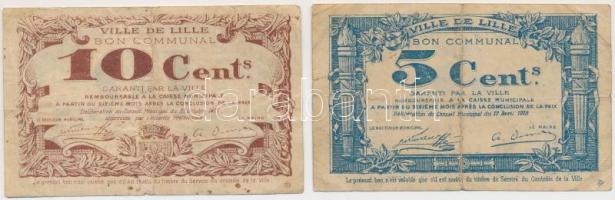 Franciaország/Lille 1917. 10c + 1918. 5c mindkettő "D" sorozat T:III France/Lille 1917. 10 Centimes + 1918. 5 Centimes both "D" series C:F
