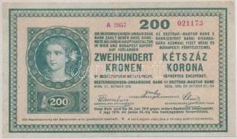 1918. 200K "A 2057", hullámos hátlappal, "Heves Vármegye Tiszafüred Nagyközség 1901" felülbélyegzéssel T:III egyik sarkán restaurált