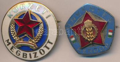 ~1980. "Önkéntes Rendőr" + "Körzeti megbízott" zománcozott fém jelvények T:2