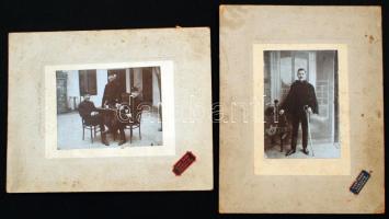 cca 1900-30 Nagy méretű felvidéki katonai fotók paszpartuban, 2db, képméret: cca 14x10cm