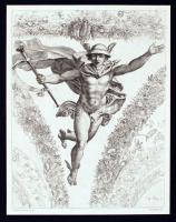 cca 1890 Mars, Raphael Sanzio képe után metszette, Tiburce de Mare(1840-1900), rézkarc, papír, jelzett, 20x16 cm