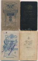 cca 1890-1930 4 db katonákat ábrázoló keményhátú fotó, különböző magyar és külföldi műtermekből, cca...