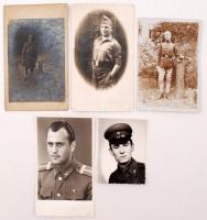 cca 1900-1960 5 db katonákat ábrázoló fotó,különböző méretben