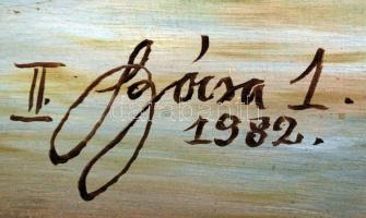 Bócsa István: Út menti pihenő. Olaj, fa, jelzett, 30×40 cm