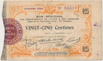 Franciaország/Laon 1915. 0,25c utalvány T:III France / Laon 1915. 0,25 Centimes "Bon Régional" ticket C:F