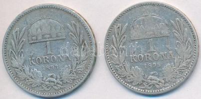 1893-1895KB 1K Ag "Ferenc József" (2x) T:3