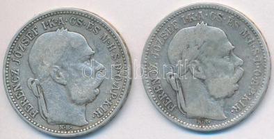 1894-1895KB 1K Ag "Ferenc József" (2x) T:3