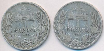 1894-1895KB 1K Ag "Ferenc József" (2x) T:3