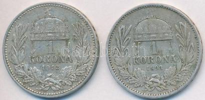 1892-1912KB 1K Ag "Ferenc József" (2x) T:2-,3