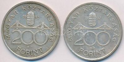 1992. 200Ft Ag "MNB" (2x) T:2