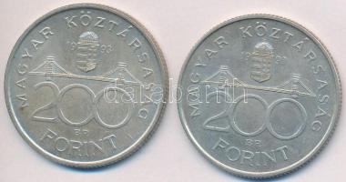 1993. 200Ft Ag "MNB" (2x) T:2