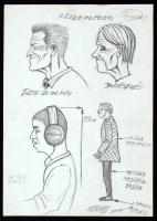 Kormos Balázs (1976-): Fejek. Ceruza, papír, jelzett, 29×21 cm