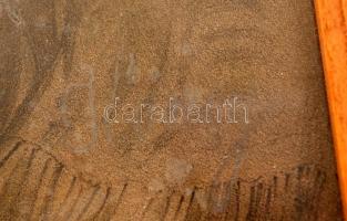 König jelzéssel: Barokk jelenet. Színezett litográfia, papír, üvegezett keretben, 45×33 cm