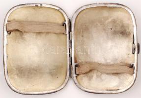 Ezüst (Ag.) art-deco cigarettatárca, jelzett, zománc díszítéssel, apró horpadással, nettó:74 g 9×7 c...