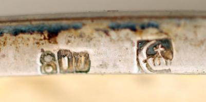 Ezüst (Ag.) art-deco cigarettatárca, jelzett, zománc díszítéssel, apró horpadással, nettó:74 g 9×7 c...