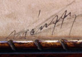 Istvánffy jelzéssel: Tanyasi ház a pusztában, akvarell, papír, üvegezett fa keretben, 12,5×18 cm