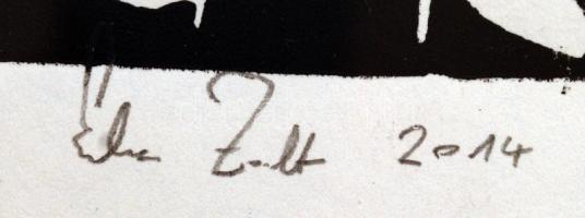 Ember Zsolt (1967- ): Dunapart, linó, papír, sorszámozott, paszpartuban, üvegezett fa keretben, 20×2...