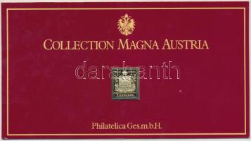 Ausztria DN "1Kr" Ag aranyfóliás bélyeg replika díszlapon (0.925/25x21mm) T:PP  Austria ND "1 Kreuzer" Ag gold foil stamp replica on decorative sheet (0.925/25x21mm) C:PP