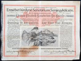 Budapest 1904. "Erzsébet királyné Sanatorium Sorsjegykölcsön" sorsjegye 5K-ról, szárazpecs...