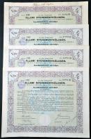 Budapest 1941. "4%-kal kamatozó állami nyereménykölcsön - államadóssági kötvény" 50P-ről (4x) szelvényekkel T:I-