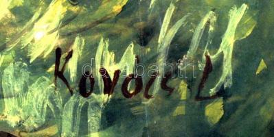 Kovács jelzéssel: Hazafelé az erdőn át, olaj, karton, fa keretben, 44,5×65,5 cm