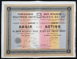 Orosz Birodalom 1895. "Société Métallurgique Russo-Belge" részvénye 250R-ről + 1898. &quot...