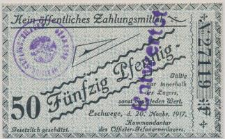 Német Birodalom / Eschwege 1917. tiszti hadifogolytábor 50Pf felülbélyegzett T:I German Empire / Eschwege 1917. Officer's POW camp 50 Pfennig overprinted C:UNC