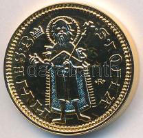 DN "Magyarok Kincstára - Károly Róbert aranyforint" aranyozott Cu emlékérem tanúsítvánnyal (20mm) T:PP