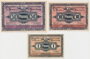 Német Birodalom / Güstrin hadifogolytábor 1917. 1pf + 50pf + Guben hadifogolytábor 1917. 10pf T:I,I- hajtatlanok German Empire / Güstrin POW camp 1917. 1 Pfennig + 50 Pfennig + Guben POW camp 1917. 10 Pfennig C:UNC,AU unfolded