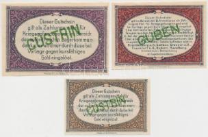 Német Birodalom / Güstrin hadifogolytábor 1917. 1pf + 50pf + Guben hadifogolytábor 1917. 10pf T:I,I-...